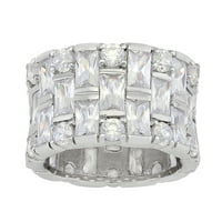 Sterling silver thick CZ band