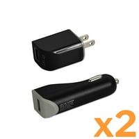 Univerzalni Iphone 4G Amp 3-u-automobilu R zidni Adapter sa kablom u crnoj boji 2-pack