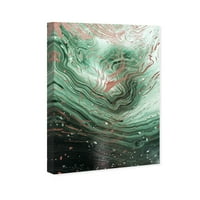 Wynwood Studio Abstract Wall Art Canvas Prints' Ahate En Emerald ' Kristali - Zelena, Bronza