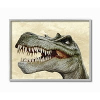 Stupell Industries T-Re Dinosaur Portretni zubi očnjaci reptil zubi uokvireni zidni umjetnički dizajn ziwei