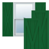 Ekena Millwork 18 W 54 H True Fit PVC Jednostruka X-ploča seoska kuća sa fiksnim nosačem, Viridian Green
