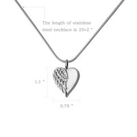 Anavia ogrlica sa urnom za srce, medaljon s anđeoskim krilima ljubavi srca, nakit od pepela za žene i muškarce