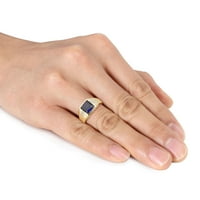 Miabella muške 3. karat t.g.w. Square-Cut Created Blue Sapphire i Diamond Accent 10KT žuti zlatni klasični prsten