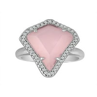 Brilliance Fine Jewelry Rose Quartz Fine Silver-Tone Kite-Oblik Modni Prsten