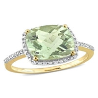 Miabella ženski karat T. G. W. zeleni kvarc i karat T. W. dijamant 14kt oreol koktel prsten od žutog zlata