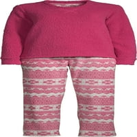 Hanes ženske 2-dijelne šerpa gornje i rastezljive pantalone od flisa sleep Set