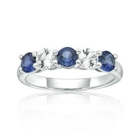 Jay Heart Designs srebra stvorio Cejlon safir sa stvorio bijele safir bend prsten