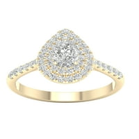 Imperial Ct TDW kruška dijamantski dvostruki oreol zaručnički prsten od 10k žutog zlata