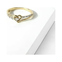 Carat TW Diamond Split Shank dvobojno srce 10kt modni prsten od žutog zlata