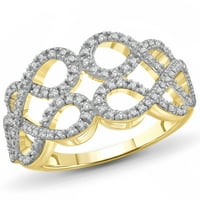 JewelersClub 14k pozlaćeno srebro 0. Otvoreni prsten od bijelog dijamanta za žene