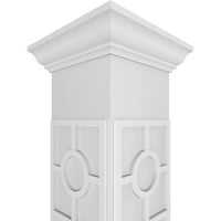 Ekena Millwork 10 W 9'H Craftsman Classic Square non-konus Koroluck Fretwork kolona w Crown Capital & Crown