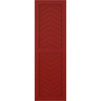 Ekena Millwork 18 W 57 H True Fit PVC dvo panelni Ševron moderni stil fiksne kapke za montiranje, Vatro Crvena