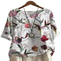 Sanviglor Women TEE CREW Crt majica Majica kratkih rukava Boemian Tunic Bluza Radni pulover Tulip 3xl