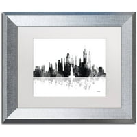 Zaštitni znak Fine Art New York New York Skyline BG-1 Canvas Art by Marlene Watson, bijeli mat, srebrni okvir