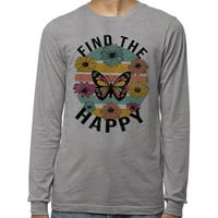 Pronađite sretnu majicu s dugim rukavima od leptira u unise velikoj sivoj boji