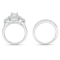 Srebrni Smaragdni Rez Simulirani Dijamantski Vjenčani Prstenovi