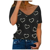 Košulje za žene Casual Labavice Majice kratki rukav modni klopci Tors T-majice Tee crna s