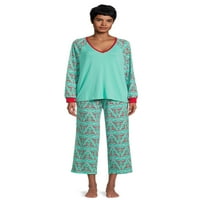 Pioneer Woman gornji dio dugih rukava sa pantalonama pidžama Set, ženski, 2-dijelni