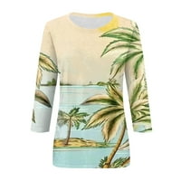 Summer Beach majice za bluze za žene Tri tromjesečje rukav ispisuju pulover okruglih vrata Bluza XL