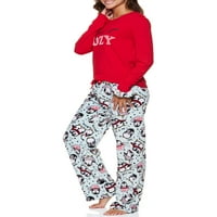 Sleep & Co. Ženski i ženski Plus Dugi rukav gornji dio i plišani Pant Lounge pidžama set za spavanje sa odgovarajućom