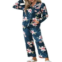 Unique Bargains ženske pidžama satenske svilenkaste cvjetne košulje i pantalone Setovi odjeće za spavanje