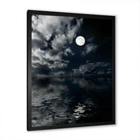 Designart 'Noć punog Mjeseca u oblačnom nebu IV' Nautički i obalni uokvireni umjetnički Print