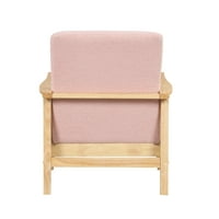 Gewnee tapacirana fotelja sa akcentom sa naslonima za ruke od ratana, roze