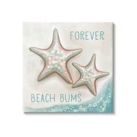 Stupell Forever Beach Bums Starfish Duo Pejzažna Slika Galerija Wrapped Canvas Print Wall Art
