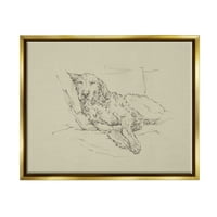 Stupell Industries mirno odmaranje Labrador pas olovka skica crtež crtež Print metalik zlato plutajuće uokvireno