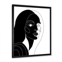 Designart 'Retro crno-bijeli minimalni portret mlade djevojke' moderni uokvireni umjetnički Print