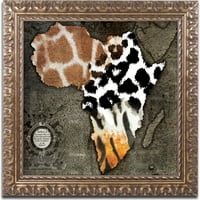Zaštitni znak likovne umjetnosti Životinjska karta Afrike platna umjetnost bojom pekara, zlato ukrašeni okvir