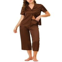 Jedinstveni Bargains ženski Loungewear topovi i kapri hlače satenski Setovi pidžame za spavanje