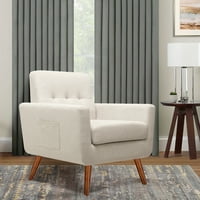 Dizajn grupa Accent stolica tapacirana lanena fotelja za dnevni boravak spavaća soba, Off White