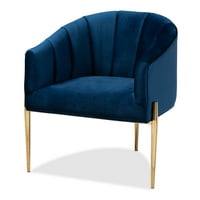 Baxton Studio Clarisse Glam i Luxe tamnoplava baršunasta tkanina presvučena zlatnom završenom Akcentnom stolicom