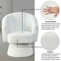 Momspeace moderna okretna stolica u obliku latica, stepeni okretna akcentna stolica za dnevni boravak, spavaća soba-bijeli Teddy